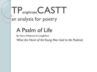 a psalm of life analysis line by line