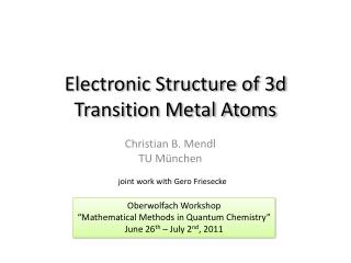 Electronic Structure of 3d Transition Metal Atoms
