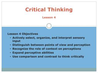 Critical Thinking Lesson 4