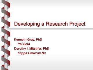 Developing a Research Project