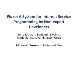 Fluxo: A System for Internet Service Programming by Non-expert Developers
