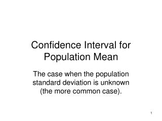 Confidence Interval for Population Mean