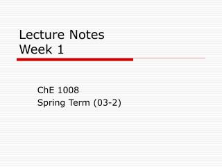 Lecture Notes Week 1