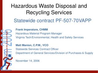 Hazardous Waste Disposal and Recycling Services