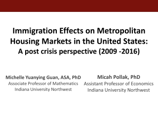 Michelle Yuanying Guan, ASA, PhD Associate Professor of Mathematics Indiana University Northwest