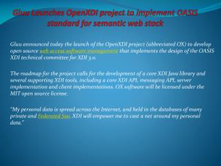 Gluu Launches OpenXDI project to implement OASIS standard f