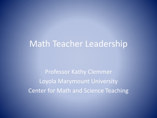 Math Teacher Leadership