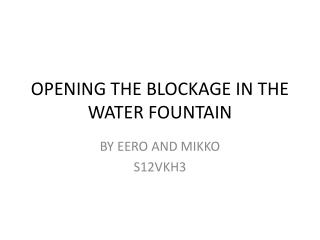 OPENING THE BLOCKAGE IN THE WATER FOUNTAIN
