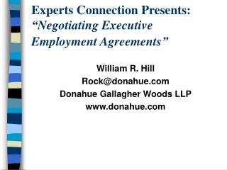 Experts Connection Presents: “Negotiating Executive Employment Agreements”