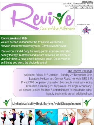 Booking Form (Online Booking Also Available! Visit HRCALLSTARS/revive-weekend)