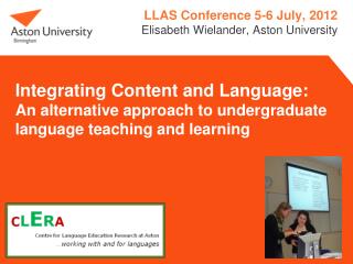 LLAS Conference 5-6 July, 2012 Elisabeth Wielander, Aston University