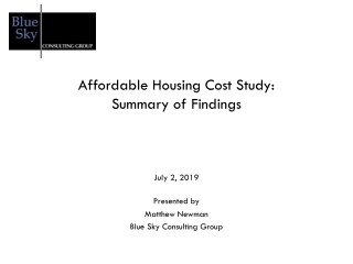 Affordable Housing Cost Study:​ Summary of Findings​