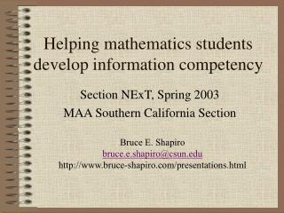 Helping mathematics students develop information competency