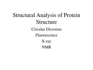 Structural Analysis of Protein Structure