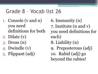 Grade 8 – Vocab list 26
