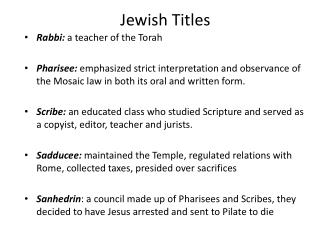 Jewish Titles