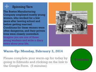 Warm-Up: Monday, February 3, 2014