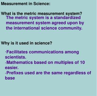 PPT - Measurement in Science: What is the metric measurement system ...