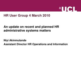 HR User Group 4 March 2010