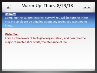 Warm-Up : Thurs. 8/23/18