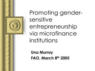 Promoting gender-sensitive entrepreneurship via microfinance institutions