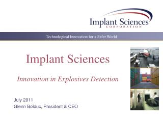 Implant Sciences Innovation in Explosives Detection
