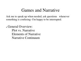 Games and Narrative