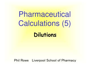 Pharmaceutical Calculations (5)