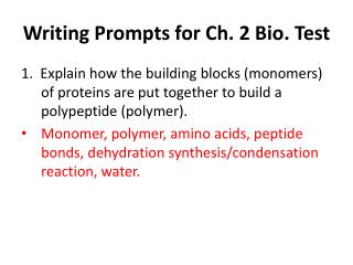 Writing Prompts for Ch. 2 Bio. Test