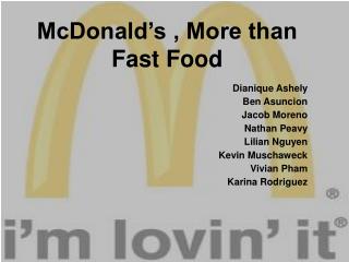 McDonald’s , More than Fast Food