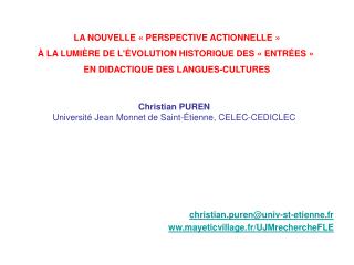 LA NOUVELLE « PERSPECTIVE ACTIONNELLE » À LA LUMIÈRE DE L'ÉVOLUTION HISTORIQUE DES « ENTRÉES »  EN DIDACTIQUE DES LANGUE