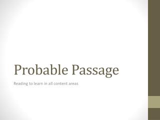 Probable Passage