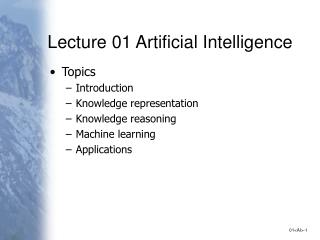 Lecture 01 Artificial Intelligence