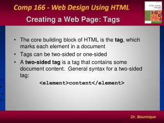 Creating a Web Page: Tags