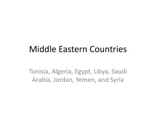 Middle Eastern Countries