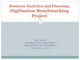 Business Analytics and Planning: Digitisation Benchmarking Project
