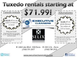 Tuxedo rentals starting at $71.99!