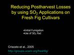 Reducing Postharvest Losses by using SO2 Applications on Fresh Fig Cultivars