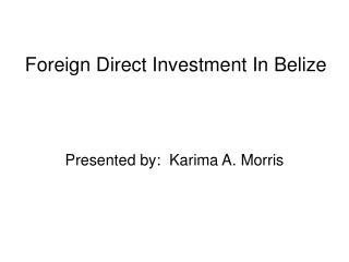 Foreign Direct Investment In Belize