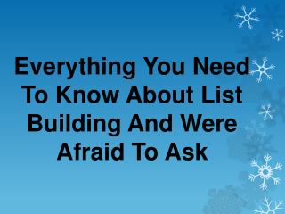 Secrets of List Building