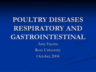 POULTRY DISEASES RESPIRATORY AND GASTROINTESTINAL