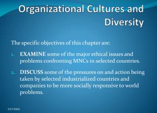 Organizational Cultures and Diversity