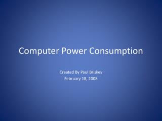 Computer Power Consumption