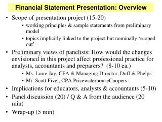 Financial Statement Presentation: Overview