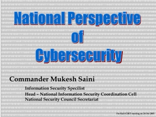 NSCS National Perspective of Cybersecurity