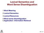 Lexical Semantics and Word Sense Disambiguation