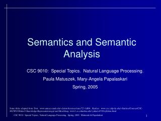 Semantics and Semantic Analysis