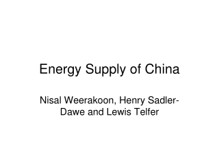 Energy Supply of China