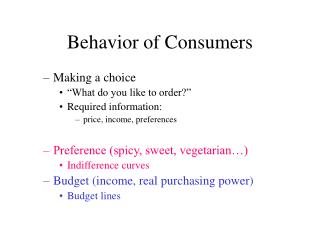 Behavior of Consumers