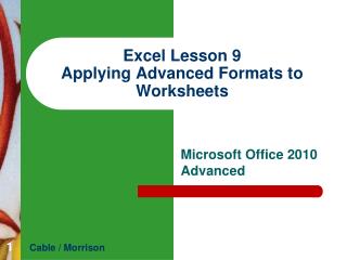 Excel Lesson 9 Applying Advanced Formats to Worksheets